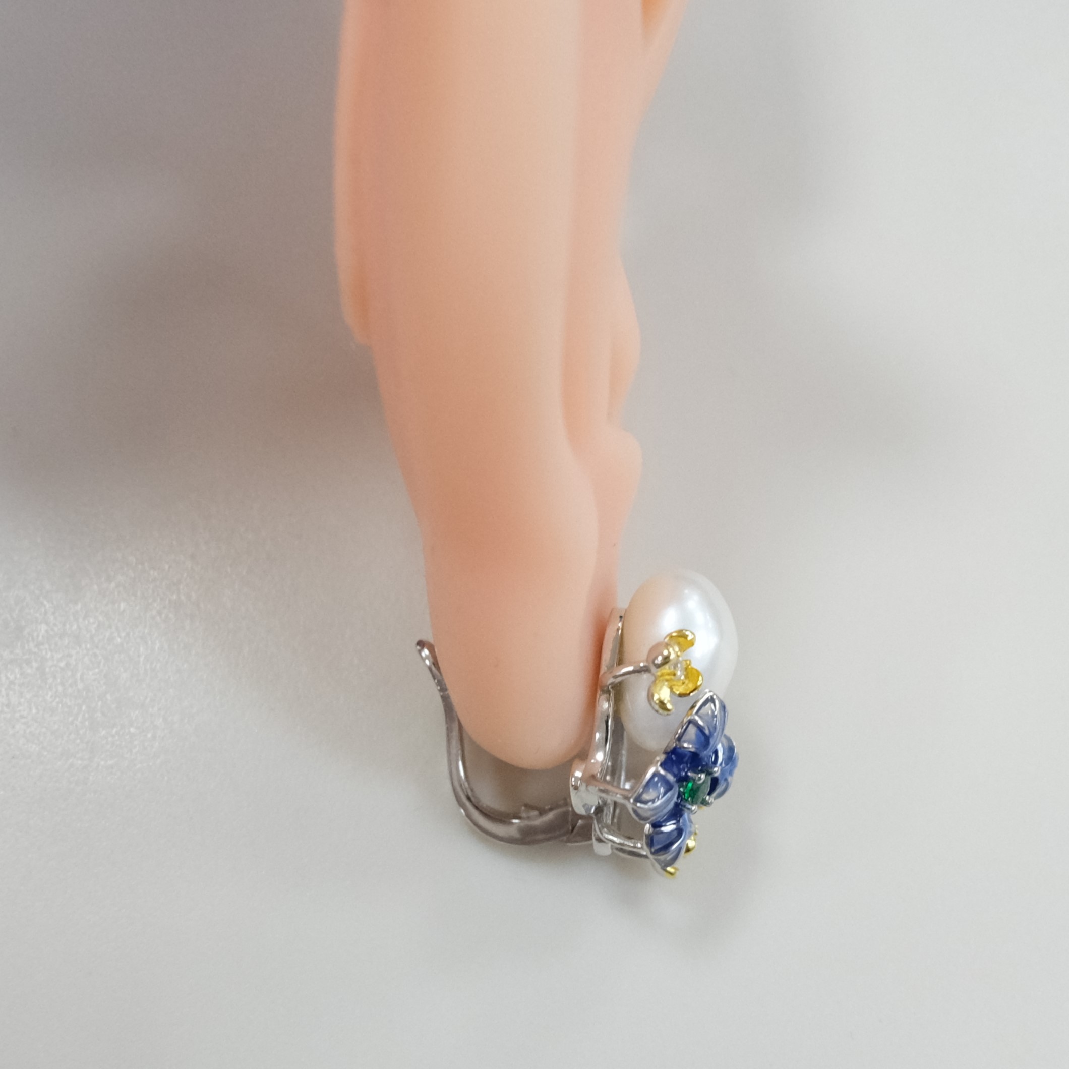 Серебряные серьги с жемчугом Барокко "Цветы"